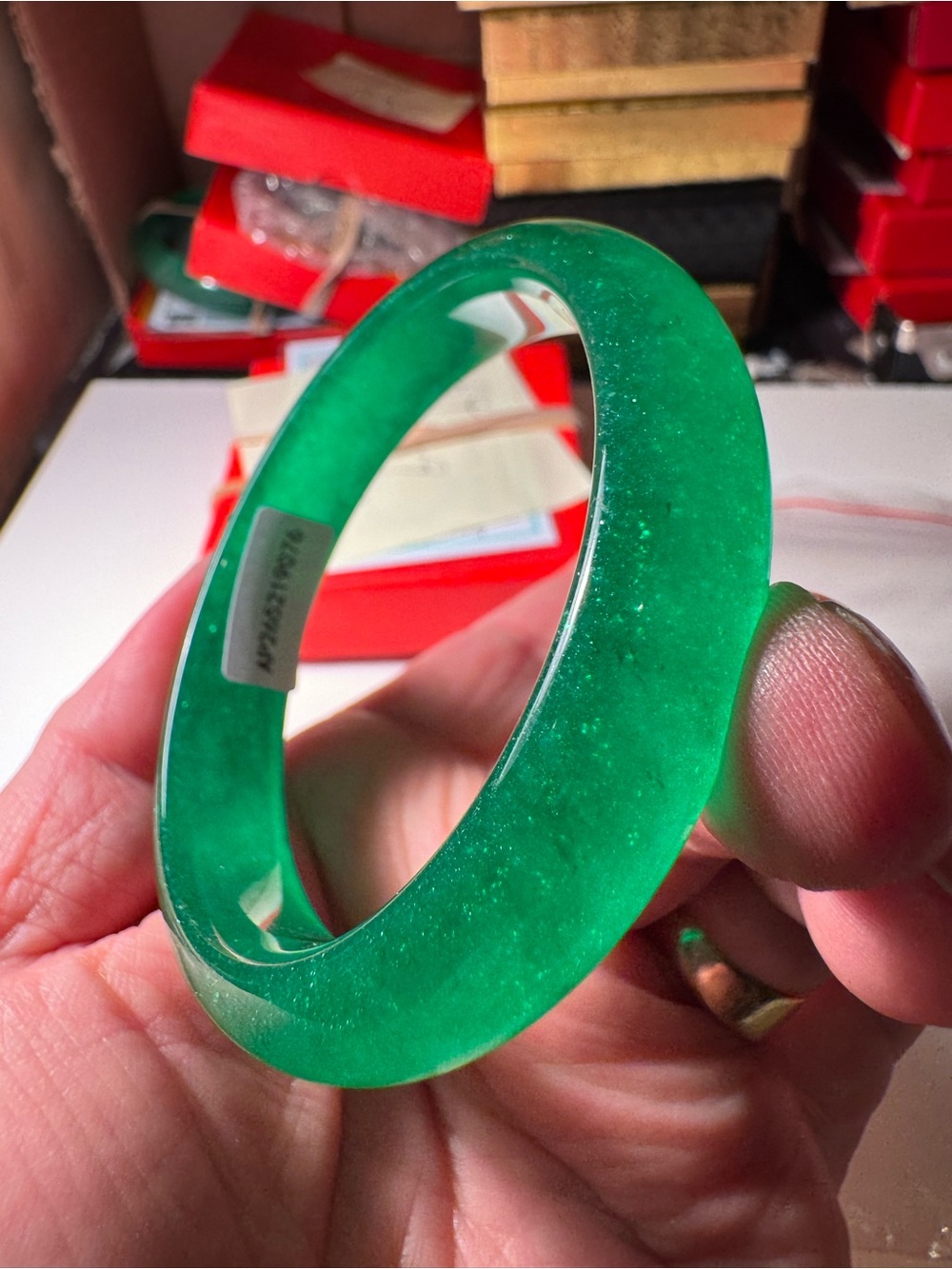 Green Jade Bangle Bracelet - Women's Jewelry 56mm